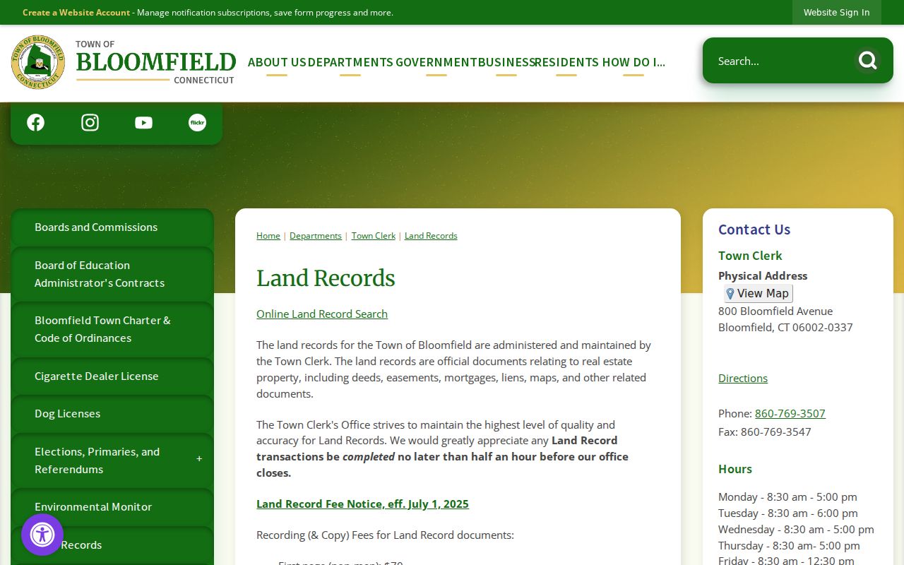 Bloomfield residents directory recorded land index