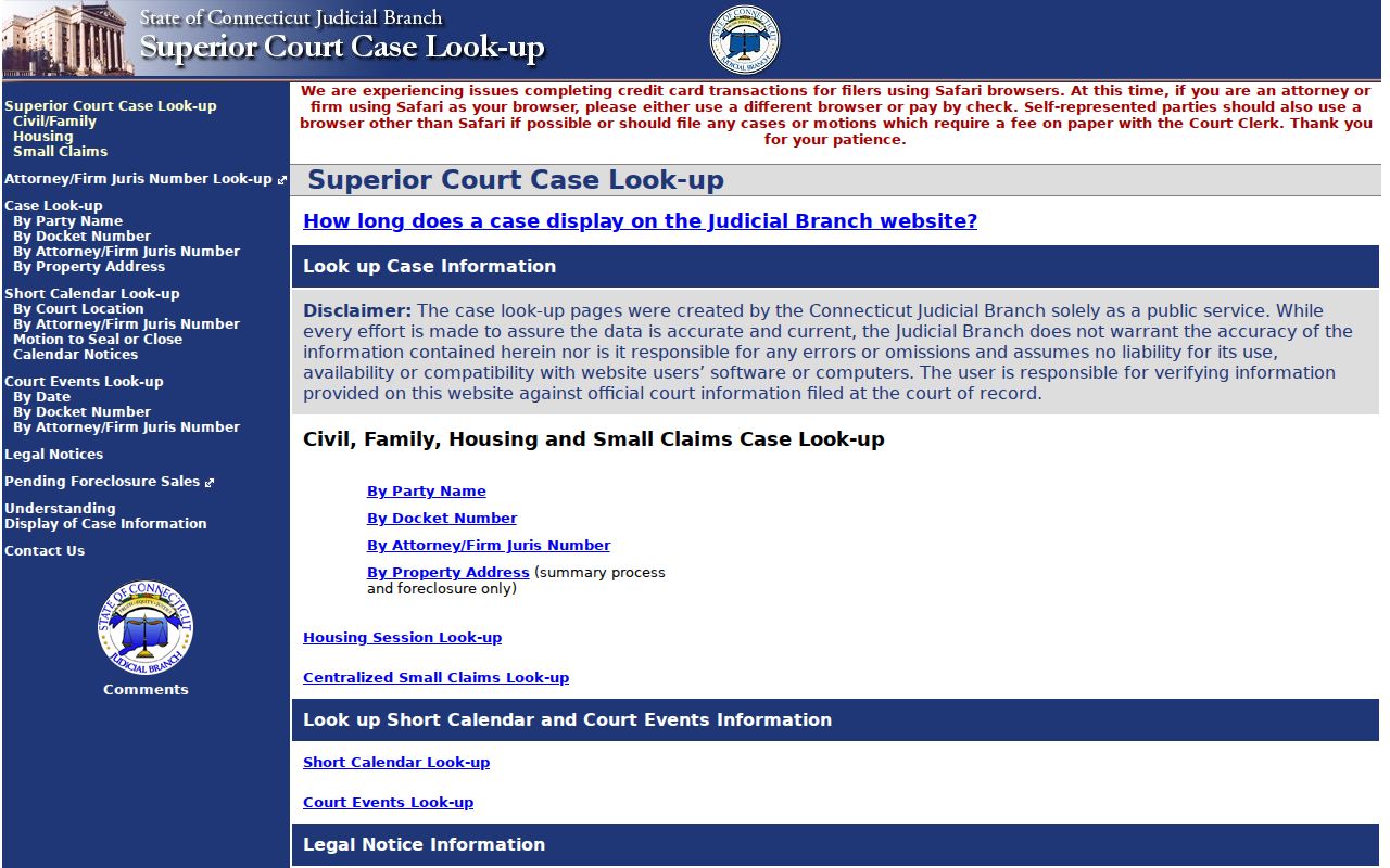 Bloomfield residents directory Connecticut civil party search
