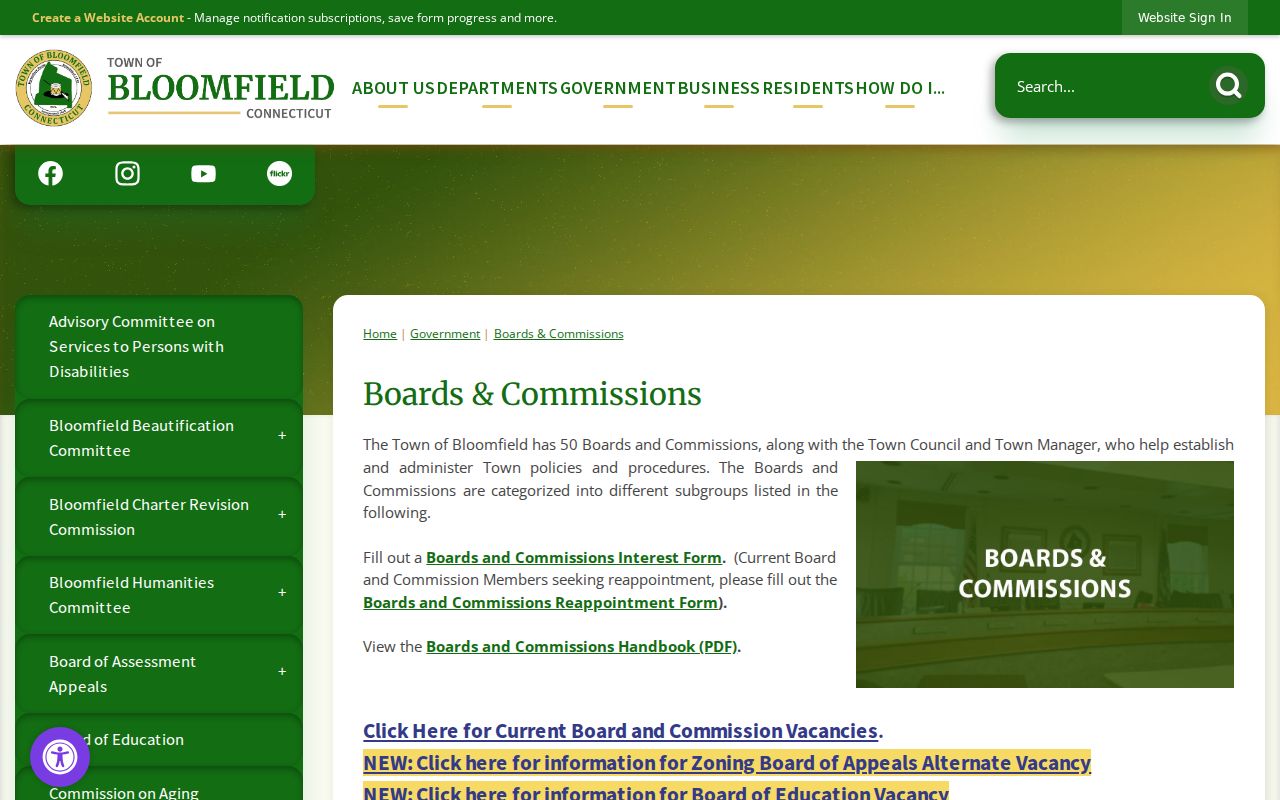 Bloomfield neighbors view of town boards and commissions