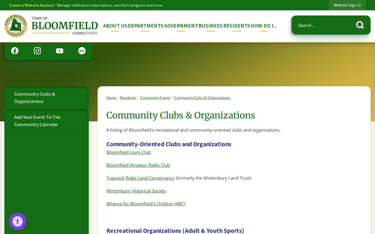 Bloomfield neighbors view of community clubs and organizations