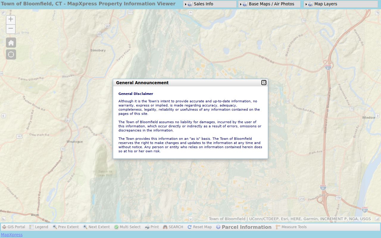 Bloomfield street directory interactive parcel viewer